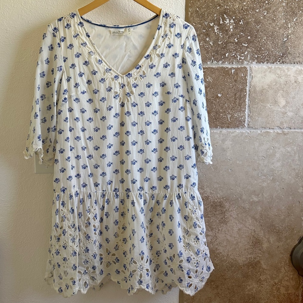 Floral Print Eyelet Dress